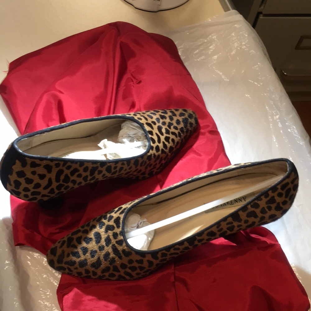 Leopard print shoes/ fabric & leather. 6M